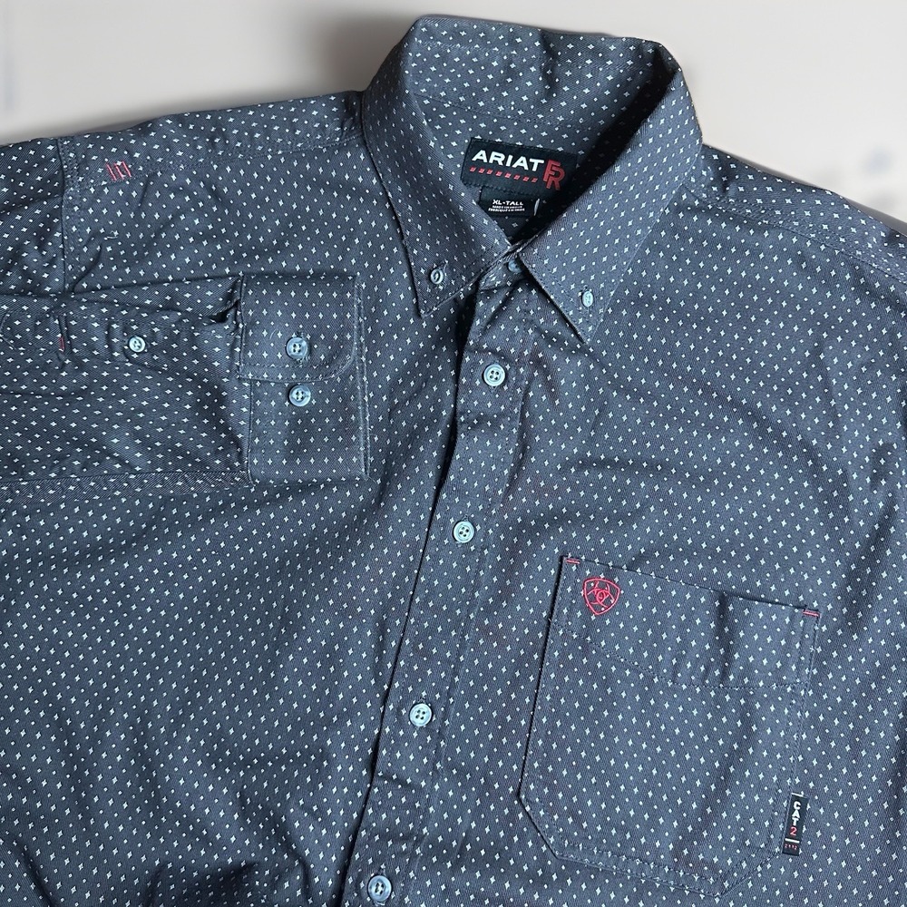 Ariat FR Work Shirt Mens XL Tall Gray Flame Resistant CAT 2 Long Sleeve 2112 ARC